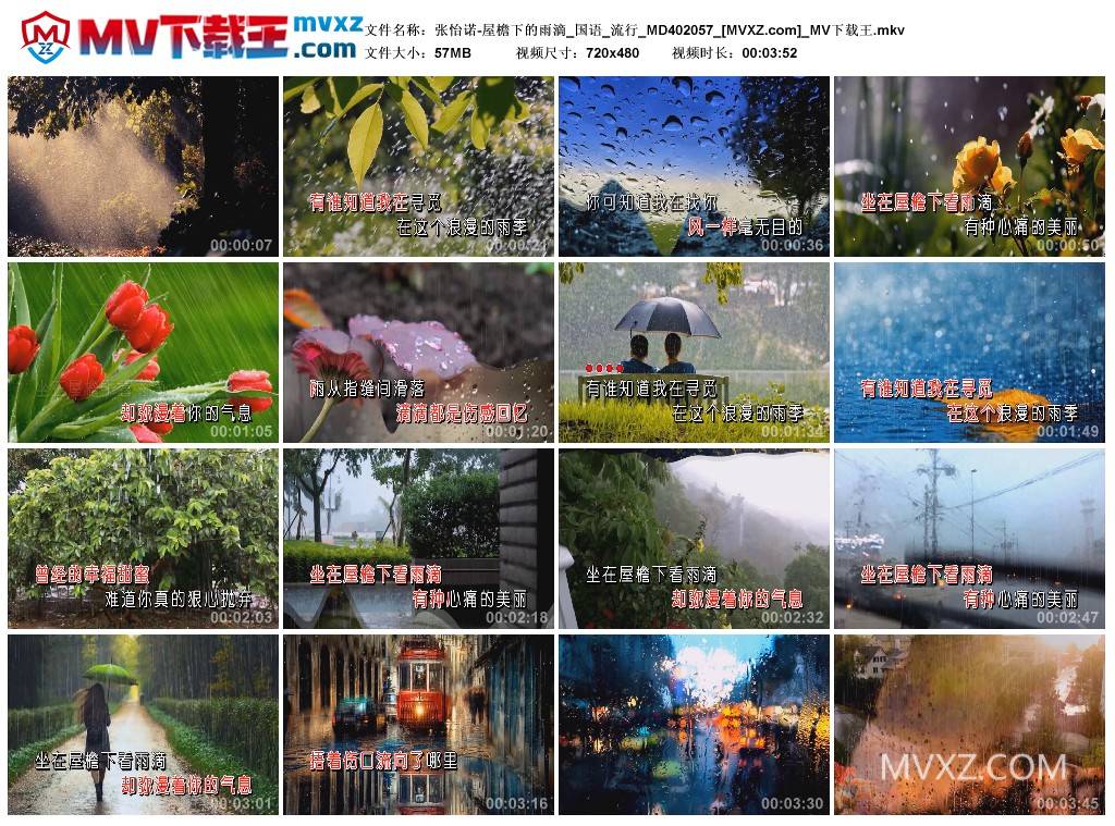 张怡诺-屋檐下的雨滴_国语_流行_MD402057